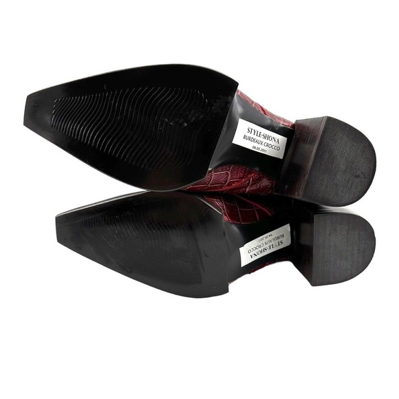 jeffrey campbell burgundy Croc Embossed Leather block heel Bootie sz 6 witchy - Picture 7 of 10